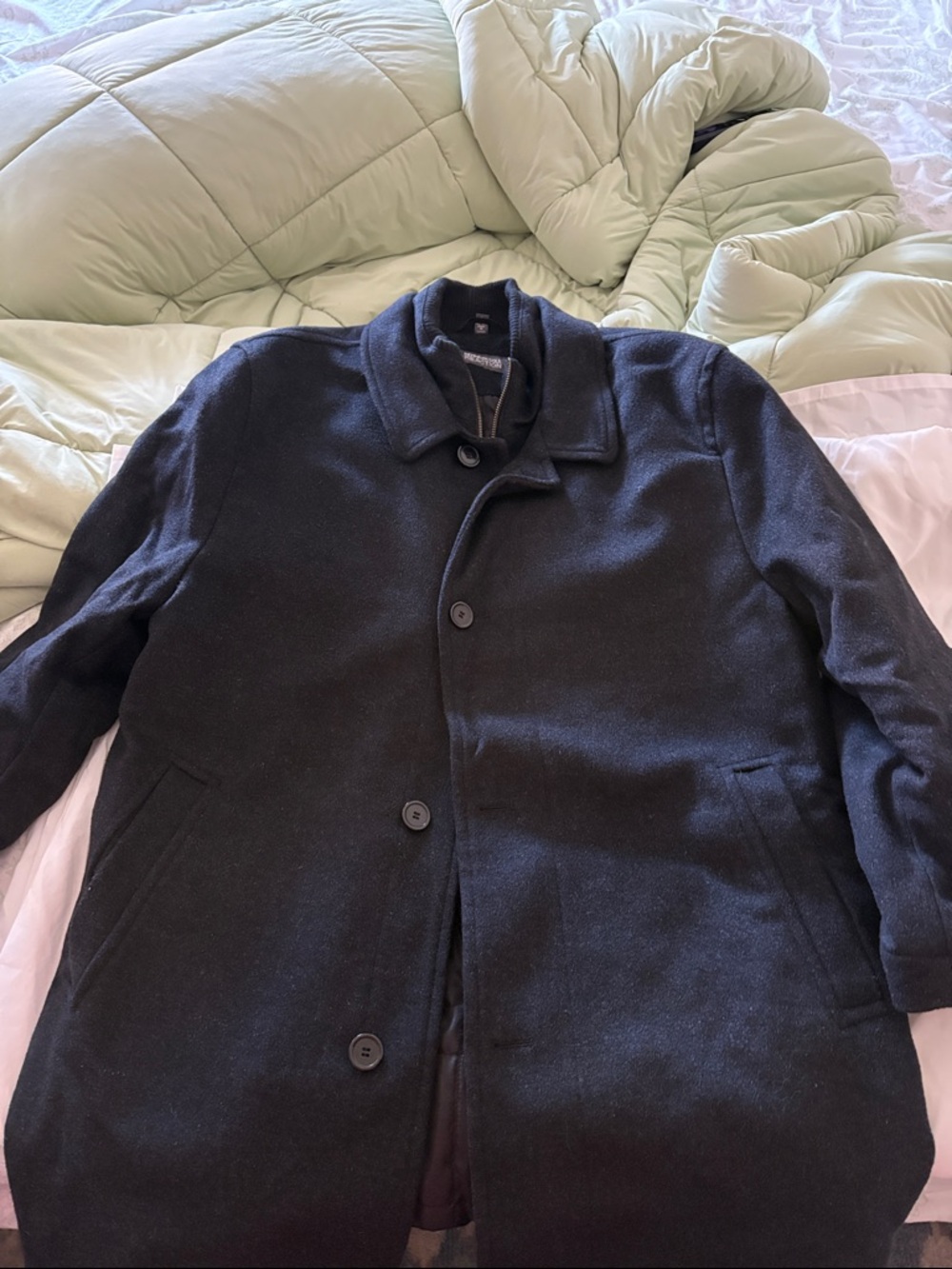 Kenneth Cole Black Wool Pea Coat